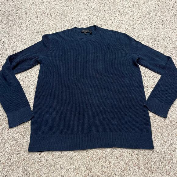Theory Women's Linen Blend Sweater Sz S Blue Casual Coastal Preppy - Picture 1 of 6